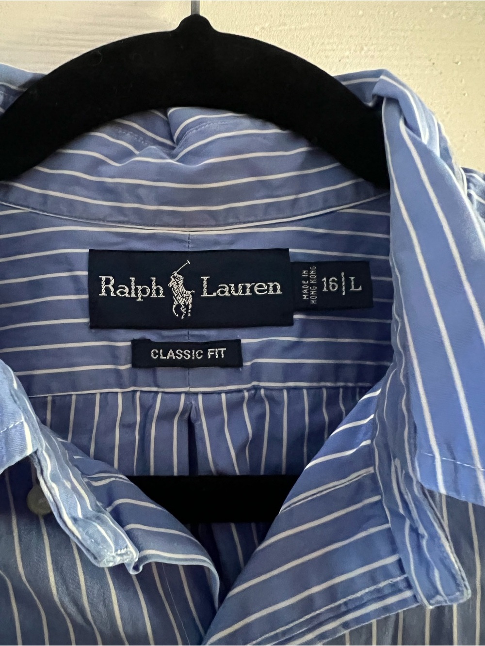 Ralph Lauren Light Blue White Striped Men's Button-Down Shirt - Picture 2 of 3
